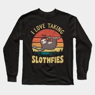 I love Taking Slothfies Funny Sloth Long Sleeve T-Shirt